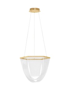 HUARAL LE44435 Lampa wisząca LED Sześciokątna złota z akrylowymi frędzlami Ściemnialna
