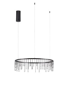 HUARAZ LE44450 Czarna wisząca lampa LED o okrągłym kształcie z pionowymi elementami  Ściemnialna
