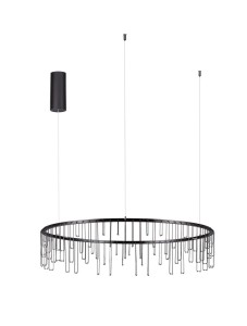 HUARAZ LE44451 Czarna wisząca lampa LED o okrągłym kształcie z pionowymi elementami Elegancka lampa o nowoczesnym designie
