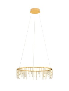 HUARAZ LE44455 Lampa wisząca LED o złotym, okrągłym kształcie z pionowymi elementami  Elegancka lampa o dużej średnicy
