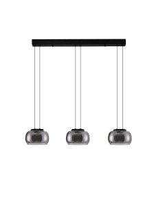 HUARMEY LE44843 Trójlampowa lampa wisząca LED o zaokrąglonym kształcie z metalową konstrukcją i szklanymi kloszami  Ściemnialna