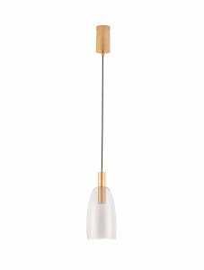 IQUITOS LE44847 Lampa wisząca LED o eleganckim kształcie z przezroczystym szklanym kloszem i złotą oprawą
