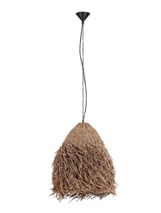 JACINTO LE44521 Nowoczesna lampa wisząca z frędzlami z trawy morskiej o stożkowym kształcie