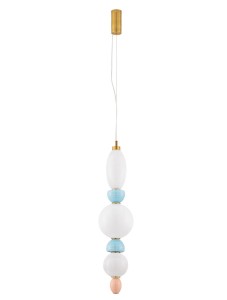 JOAQUIN LE44548 Lampa wisząca LED Elegancka złota lampa z białymi i kolorowymi kloszami w kształcie kul