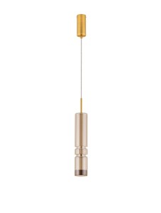 MONTERO LE44590 Lampa wisząca LED o cylindrycznym kształcie złota i szkła Elegancka lampa o pionowych żłobieniach