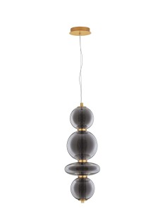 MORROS LE44486 Lampa wisząca LED z czterema szklanymi kulami w odcieniach szarości i złota Elegancka lampa o nietypowym kształcie
