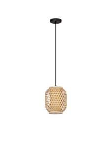 POMALCA LE44860 Nowoczesna lampa wisząca z rattanowym kloszem o cylindrycznym kształcie
