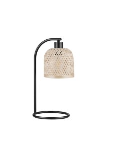 TALITAS LE44512 Lampa stołowa z bambusowym kloszem o cylindrycznym kształcie i czarnej podstawie