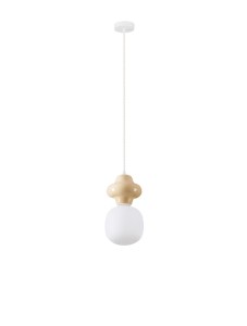 VILROSA LE44553 Lampa wisząca ceramiczna skandi z mlecznym kloszem kremowa