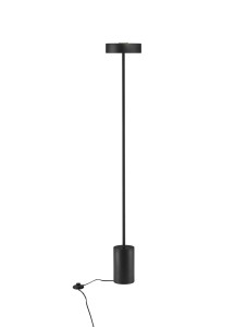 VIRASORO LE44947 Lampa podłogowa Elegancka Czarna Lampa o Cylindrycznym Północnym Podstawie i Płaskim Kloszu