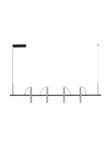 YAGUARU LE44647 Lampa wisząca LED złota z czterema cylindrycznymi kloszami  zintegrowane sterowanie