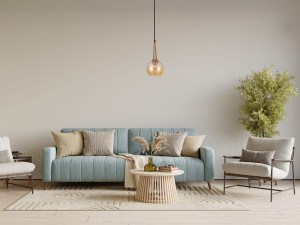 Favera PND-42361-1-BRO-AMB lampa wisząca czarna / patyna klosz amber fi 15cm 1xE27