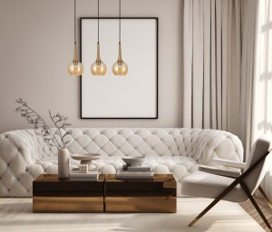 Favera PND-42361-3-BRO-AMB lampa wisząca czarna / patyna klosze amber fi 15cm 3xE27