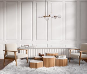 Mirellio PND-66463-8-HB lampa wisząca z białymi kloszami 8xG9 wykończenie mosiądz miodowy