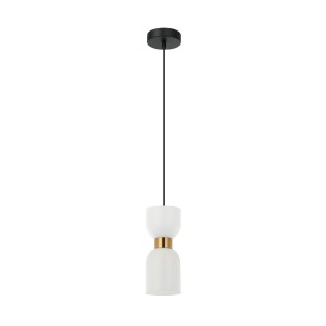 Monza PND-57602-1-BRO lampa wisząca klosz szkło białe kokarda 1xE27 wykończenie czarny z mosiądzem