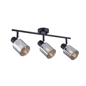 SANTIA SPL-65342-3-BK-SG lampa ze spotami czarna klosze dymione 3xE14