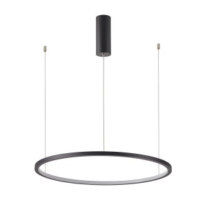 Vinola lampa wisząca czarna cienki ring 80cm LED 48W 3000K / 4000K mocowanie na prostych linkach PND-56135B-080RPP-BK-3KS4K-TRDIMM