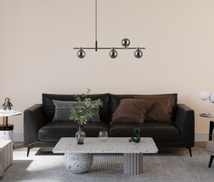 BLETTER lampa wisząca czarna z dodatkiem złota klosze dymione 4xG9 PND-5225-4-BK-SG