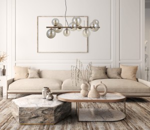 Canello PND-406007-10-HBR lampa wisząca klosze kule szkło amber 10xG9 wykończenie mosiądz miodowy