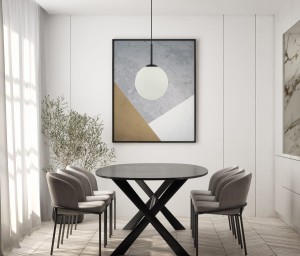 Deore PND-5578-1M-BK lampa wisząca biała kula fi 25cm 1xE27 wykończenie czarne