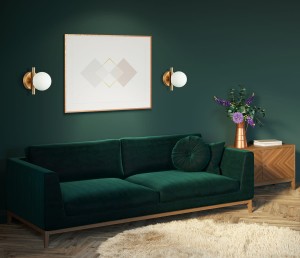 REVERSO kinkiet mosiężny białym kulistym kloszem 1xG9 WL-5622-1-BRO-W