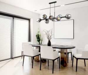 BORGO lampa wisząca czarna z dymionymi wgniecionymi kloszami 8xE27 PND-30843-8 BK+SG