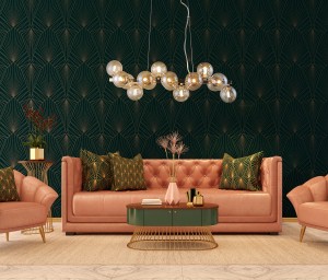 MARBELIO lampa wisząca złota klosze szkło koniakowe 16xG9 PND-6161-16 GO+CO