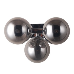 MARBELIO kinkiet czarny chrom klosze szkło dymione 3xG9 WL-6161-3 CH+SM