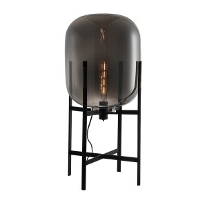 MAVERSA lampa podłogowa czarna 77cm klosz szkło dymione 1xE27 FL-82321-1A-M