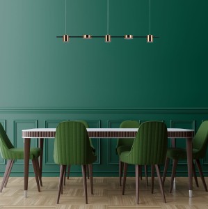 REMDAL lampa wisząca czarny / mosiądz nad stół LED 30W 3000K PND-16374-5-BK-3K