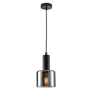 SANTIA PND-65342-1-BK+SG lampa wisząca czarna klosz dymiony 1xE27 