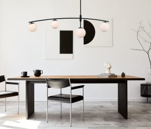 SENAI lampa wisząca czarna na łuku białe kule 4xG9 PND-31322-4A-SB