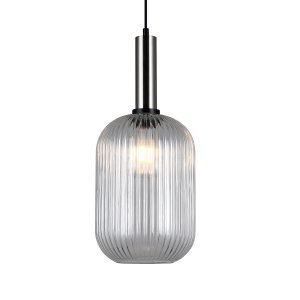ANTIOLA lampa wisząca satynowa klosz owalny szkło ryflowane przeźroczyste 1xE27 PND-5588-1L-SC+CL