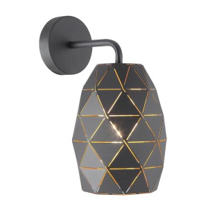 HARLEY kinkiet grafitowy klosz owalny z prześwitami 1xE27 MBM-3480/1 GR+GD