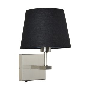 NORTE kinkiet satynowy z czarnym abażurem 1xE27 WL-1122-1-A-SN-RO-BL