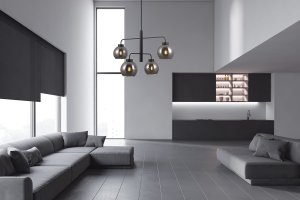 POGGI żyrandol lampa wisząca czarna ze szklanym dymionym kloszem 4xE27 PND-28028-4D