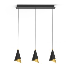 RAALTO lampa wisząca stożki czarno-złote LED 3x7W 3000K PND-433128-3