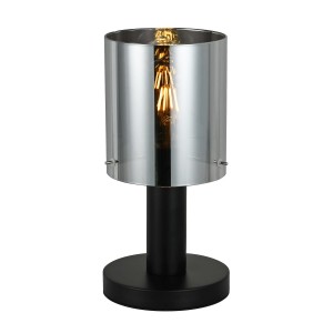 SARDO lampa stołowa czarna klosz dymiony 1xE27 TB-5581-1-BK+SG