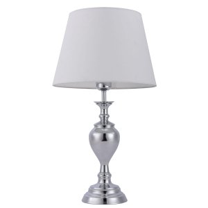 ETIEN elegancka lampa stołowa podstawa chrom biały abażur 1xE27 TB-7730-1