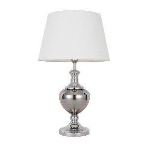KORREZ klasyczna chromowana lampa stołowa z białym abażurem 1xE27 TB-6620-1