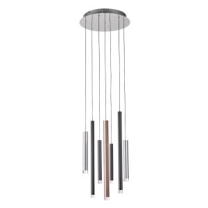 REYNA lampa wisząca kaskada rurki satynowe miedziane czarne LED 7x4W 3000K MD17077-7A