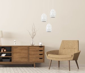 Harley MDM-3480/1 W lampa wisząca  biała klosz fi 15cm z prześwitami 1xE27