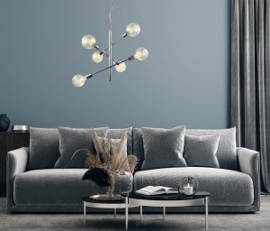 MADALYN lamp wisząca chrom oprawki na regulowanych ramionach 6xE27 MDM3582/6 CH