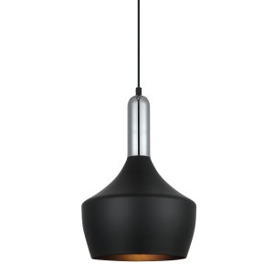 OPHELIA lampa wisząca metalowa czarna z chromem 1xE27 MDM-3028/1 BK+CR