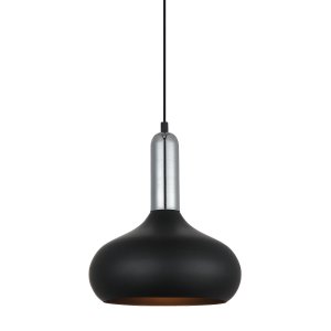 QUESMO mała lampa wisząca metalowa czarna z chromem 1xE27 MDM-3029/1 BK+CR