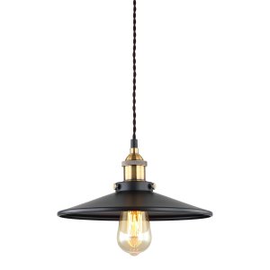 VERDA lampa wisząca retro czarna z patyną 1xE27 ozdobny pleciony przewód MDM-3458/1M BK+GD