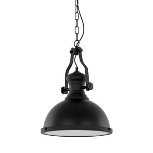 MAEVA industrialna czarna lampa wisząca na łańcuchu 1xE27 z białym kloszem w formie dekla  MDM-2569/1