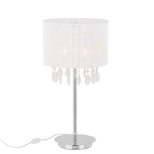 ESSENCE lampa stołowa z kryształkami 3xE14 abażur biały z nitek MTM9262/3P WH