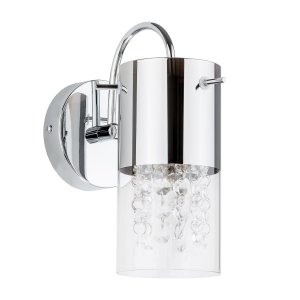 MARQU kinkiet chromowany klosz szklany cylinder z kryształowymi zawieszkami 1xE14 MBM1636/1A