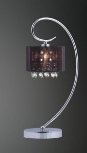 SPAN lampa stołowa chromowana czarny abażur z kryształkami 1xE14 MTM1583/1
